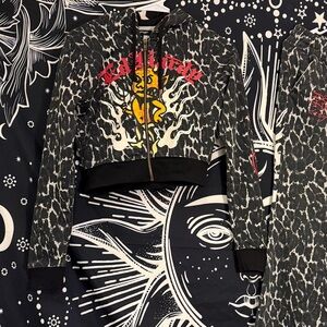 Ed Hardy - Devil Leopard Cropped Zip Up Hoodie ❤️‍🔥